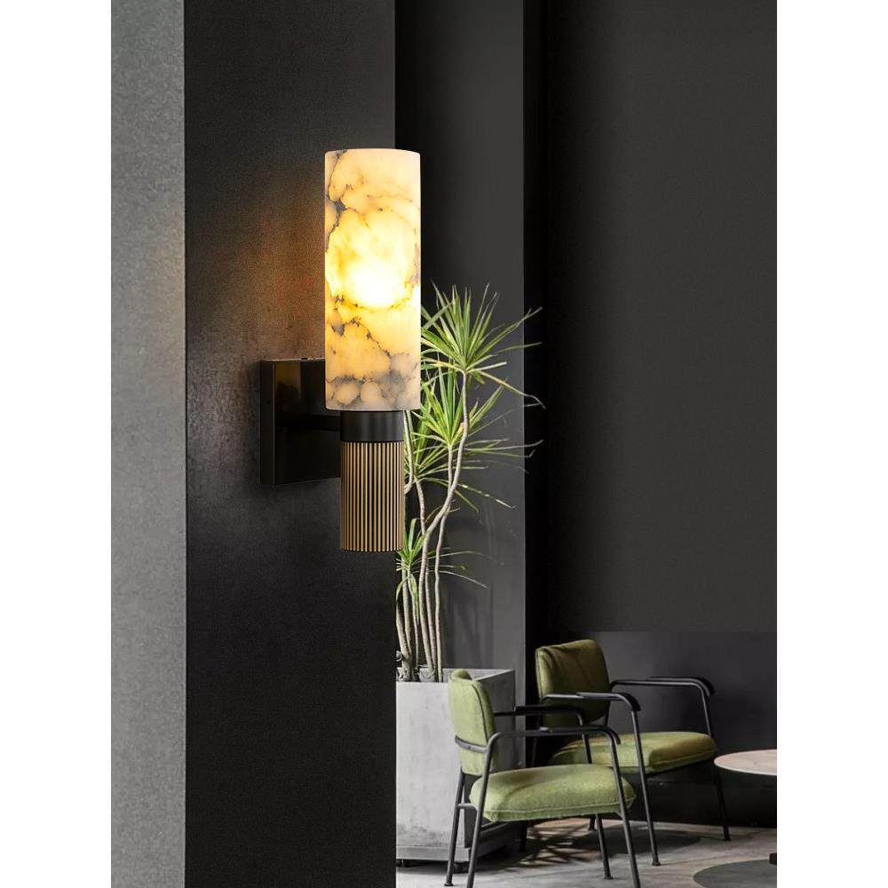 西班牙大理石全铜壁灯新中式覆古客厅背景墙卧室床头灯楼梯过道灯