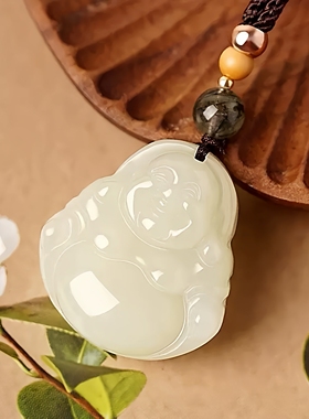 【已过香】转开好转运护身符天然白玉笑佛吊坠保平安过项链光弥勒