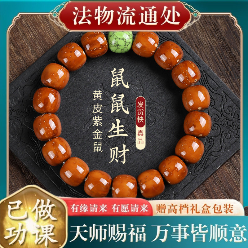 【师傅推荐】黄皮紫金鼠手串男士