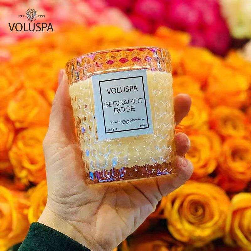 VOLUSPA进口压花玻璃杯香薰蜡烛