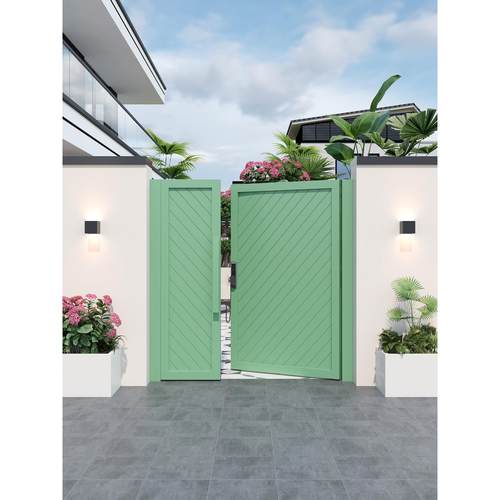 定制铝合金庭院门木纹花园门铁艺塑木别墅大门欧式门不锈钢大门