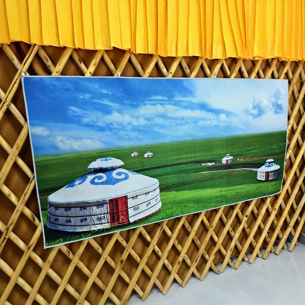 加厚水晶绒挂毯挂画民族风饭店壁画装饰画蒙古元素墙画可定制
