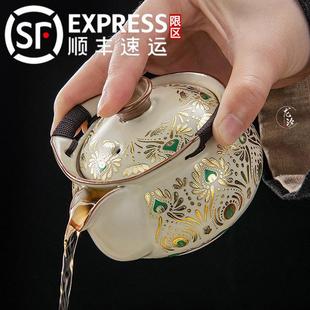 高端汝窑手抓壶单壶2025新款家用大号泡茶盖碗防烫便携式功夫茶具