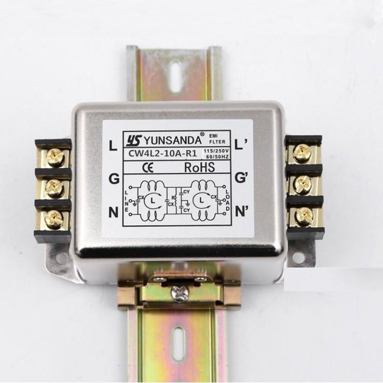 台湾YUNSANDA 端子排式 交流 电源滤波器 导轨安装 CW4L2-10A-R1