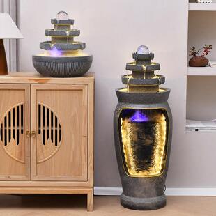 客厅八方来财循环流水落地风水轮摆件玄关时来运转水晶球欧式喷泉