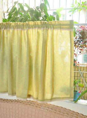 草绿色碎花半帘短帘卧室飘窗窗帘免打孔阳台遮挡帘门帘隔断帘纱帘