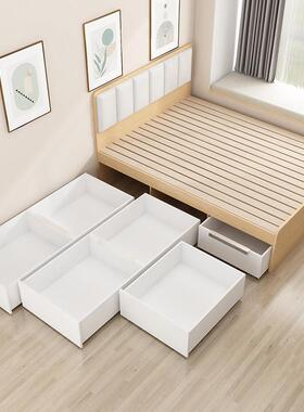 定制储物大抽屉床小户型全拉床箱实木排骨架铺板高箱榻榻米软包床
