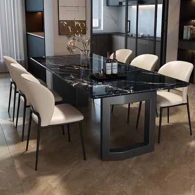轻奢高级感大理石餐桌椅组合现代简约2025新款长方形桌子家用