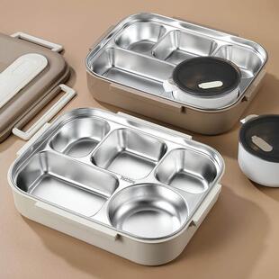 德国304不锈钢大号五格饭盒可微波带汤碗上班族餐盒带盖保温餐盘