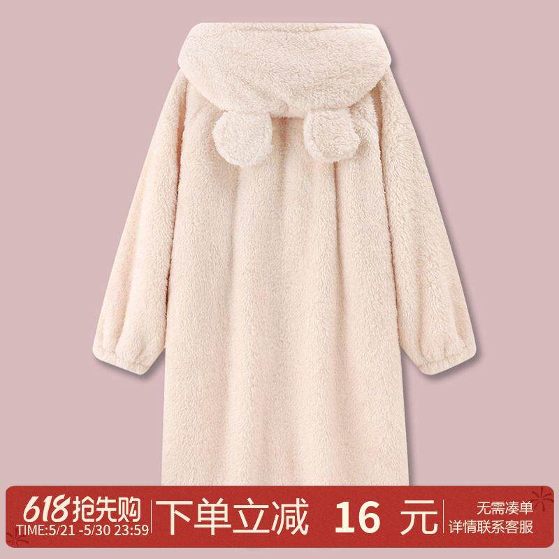 『软绵棉』珊瑚绒睡衣女秋冬季2026年新款加厚睡袍浴袍家居服晨袍