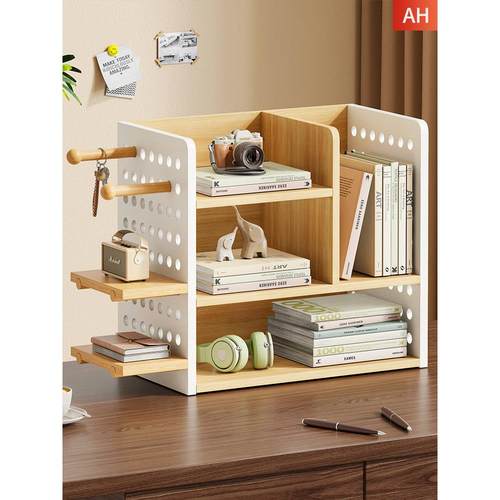 穿孔板书架桌面多层木制储书架书桌储书架书桌书桌学生书柜