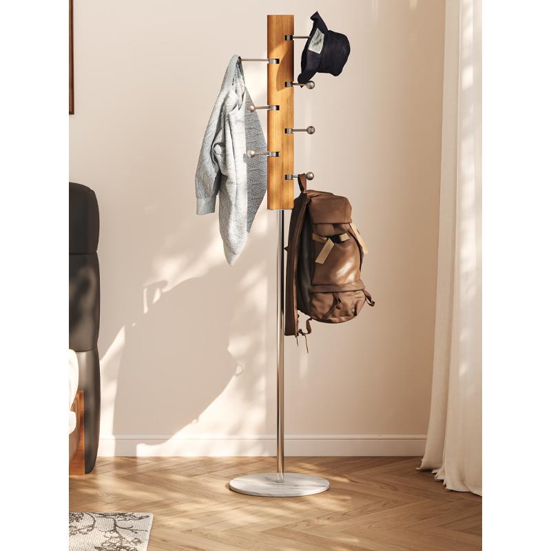 中世纪衣架落地式蒲公英覆古实木不锈钢客厅柚木包豪斯现代入口衣