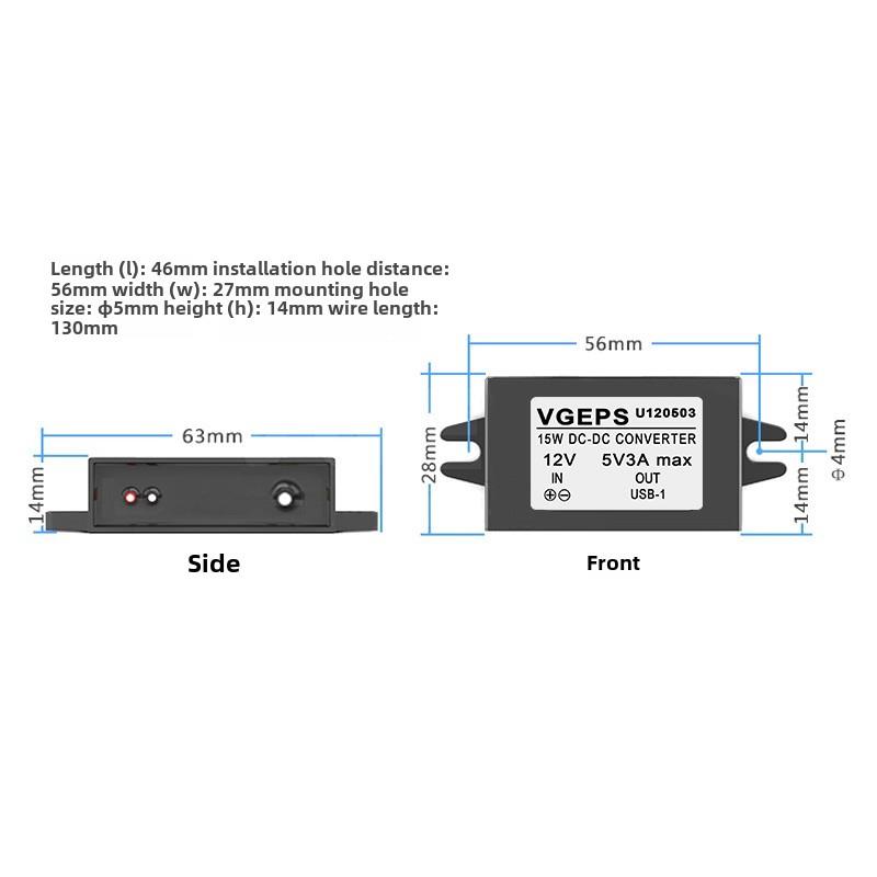 12V/24V/48V转5V3A USB接口汽车电源转换器卡车汽车降压手机充电