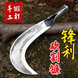 户外开 路山刀农用砍柴刀手工锻打砍割两用镰刀钓鱼专用割草刀柴