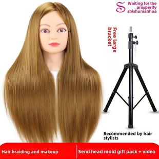 假发头模练习头编发全假发美发头模假人头化妆盘发模头真发模特头