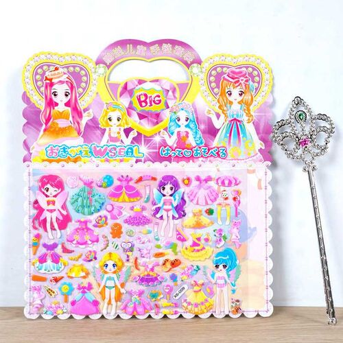 Childrens Princess Dress Up Bubble Stickers Girls Dress Up