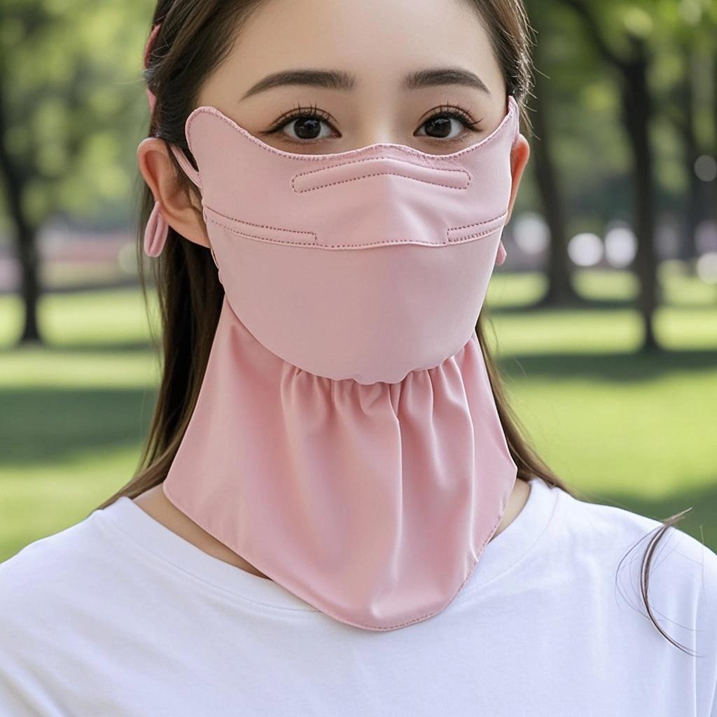冰丝口罩骑车防紫外线女夏护颈一体大面罩开口透气遮阳护脸男