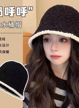 帽子假发一体秋冬季女款2023新款渔夫帽长发网红款时尚百搭显脸