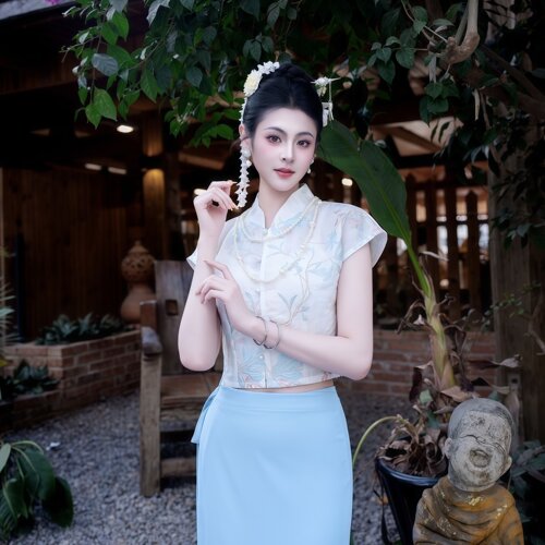 夏季甜美显瘦傣族女表演套装