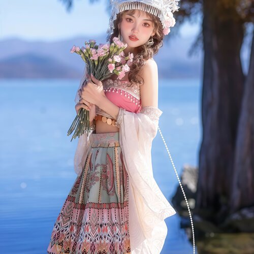 夏季西双版纳古风汉服女演出服