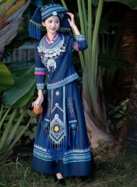 夏季新款精美刺绣壮族苗族演出服