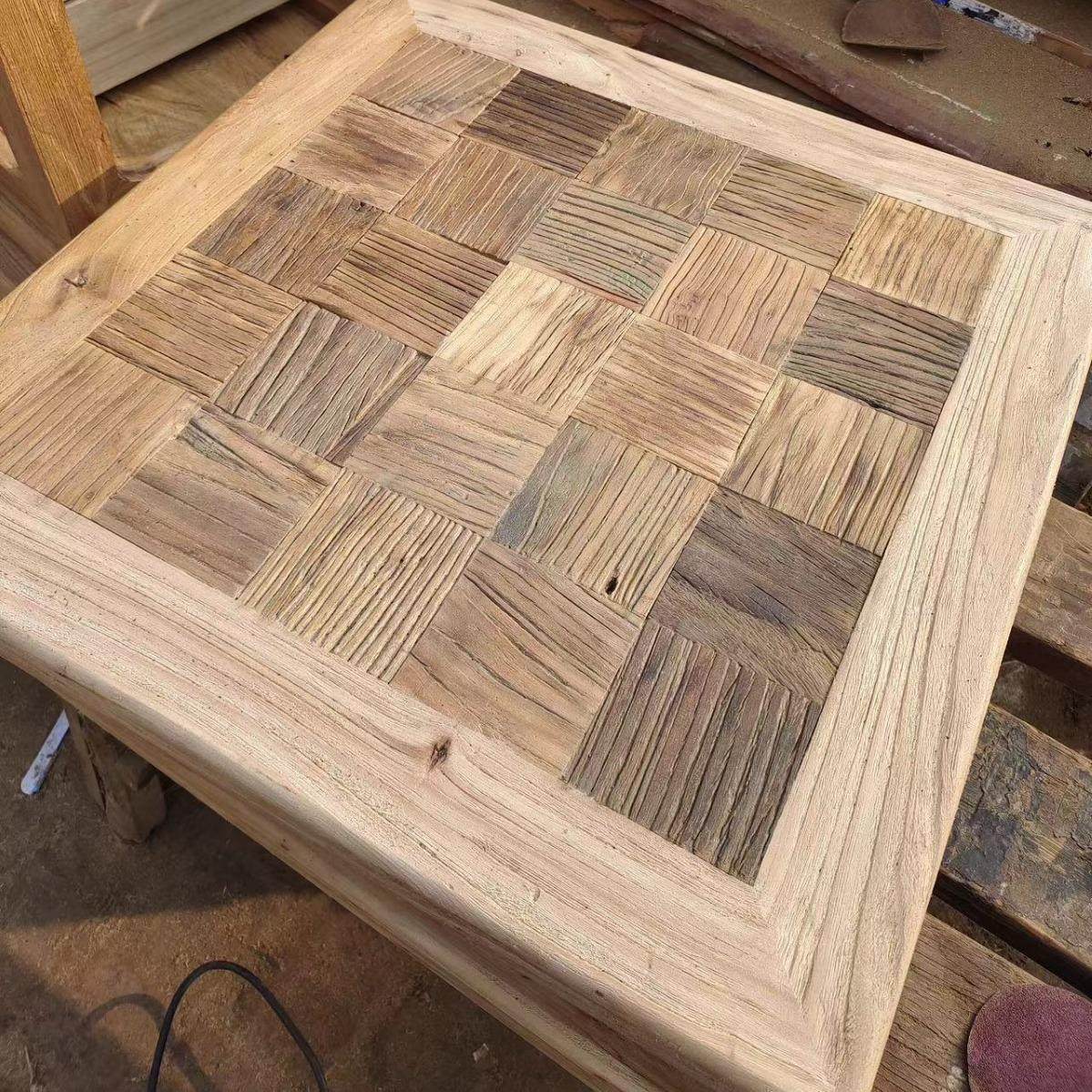 老榆木拼花地板实木板材复古老榆木实木地板拼花木板材