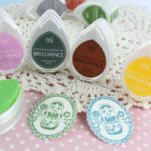 日本月猫BD水滴印泥纸用 橡皮章手账珠光印台纸艺手工用印台