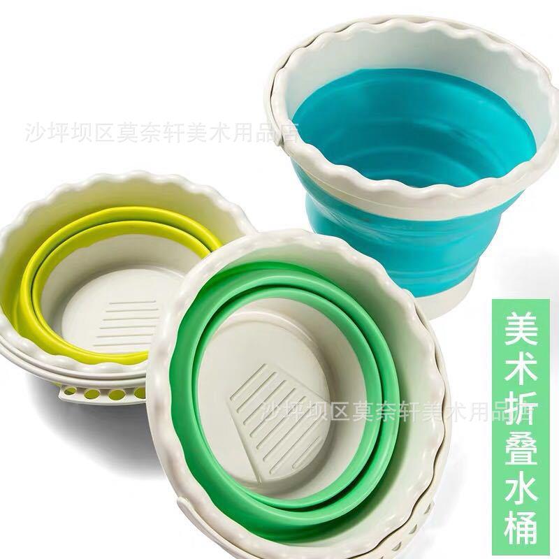 美术洗笔桶 美术折叠硅胶水桶画笔儿童伸缩水桶 刷笔筒