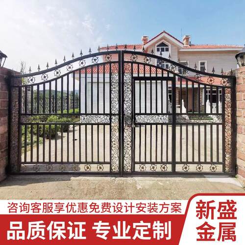 铁艺大门别墅花园乡村家用庭院双开关入户门农村自建房院子围墙大
