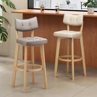 吧台椅实木高脚凳简约吧台凳子家用高脚椅岛台餐椅靠背餐桌高椅子