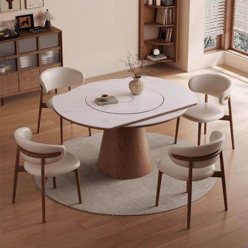 多功能内嵌暖菜板电磁炉一体实木餐桌椅家用岩板伸缩折叠圆桌饭桌,住宅家具,岩板餐桌,淘宝优惠券,粉丝福利购,淘宝优惠卷