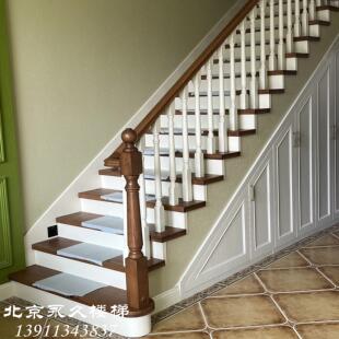 北京实木楼梯定制别墅复式阁楼室内整体楼梯家用现代楼梯护栏扶手