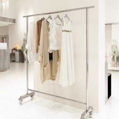 展示架落地式轮店铺挂衣杆带服装店专用衣架不锈钢女装店货架移动
