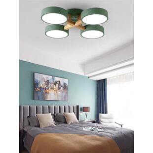 卧室灯现代极简吸顶灯男孩儿童房主卧室网红厅吊灯木制艺术客厅灯