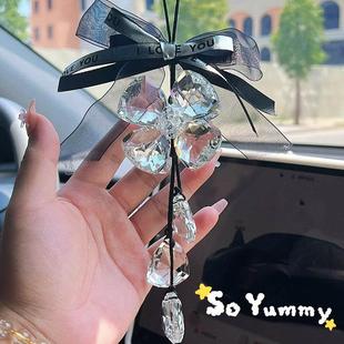水晶网红汽车挂件高级感轻奢车载后照镜吊坠挂饰女车内挂饰装 饰品