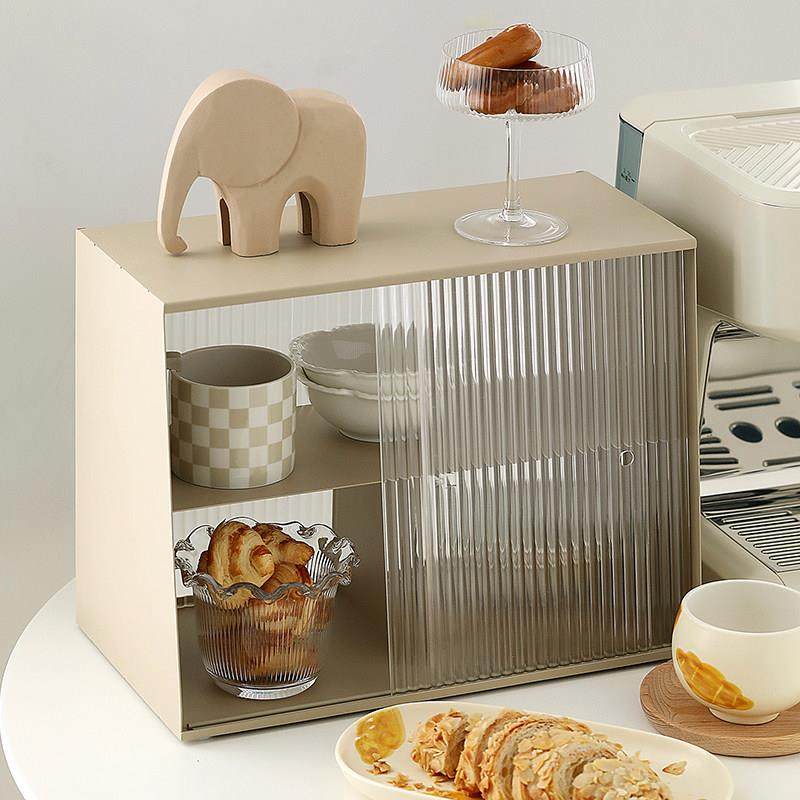 奶茶色铁艺收纳架 餐具置物架 化妆品整理架 家用防尘桌面收纳盒,收纳整理,化妆品收纳架,淘宝优惠券,粉丝福利购,淘宝优惠卷