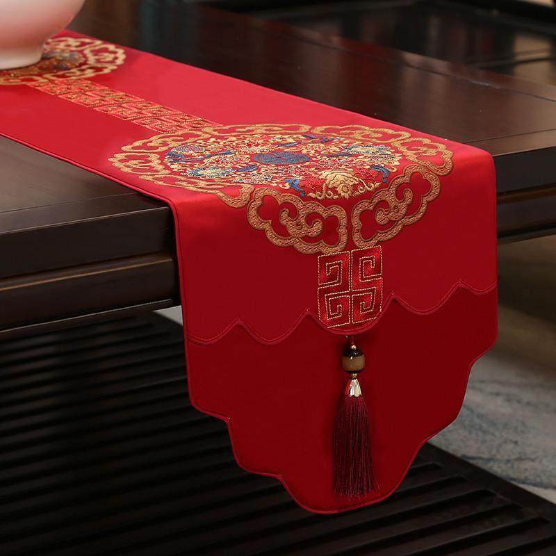 桌旗结婚红色床旗新中式茶几茶旗茶台茶席电视柜长条桌布轻奢高端,居家布艺,桌旗,淘宝优惠券,粉丝福利购,淘宝优惠卷