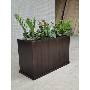 定制户外花箱组合防腐木制庭院花盆户外隔断实木栅栏花槽种植箱