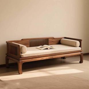 新中式罗汉床北美黑胡桃木推拉民宿现代实木贵妃榻简约沙发床家俱