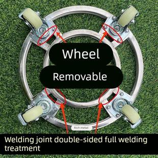 不锈钢圆形移动大花盆底座万向轮带刹车乌龟车花架盆景架滚轮底座