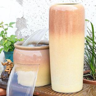 养鱼陶罐全套造景循环水鱼池陶瓷生态流水瀑布摆件古法鱼缸过滤器