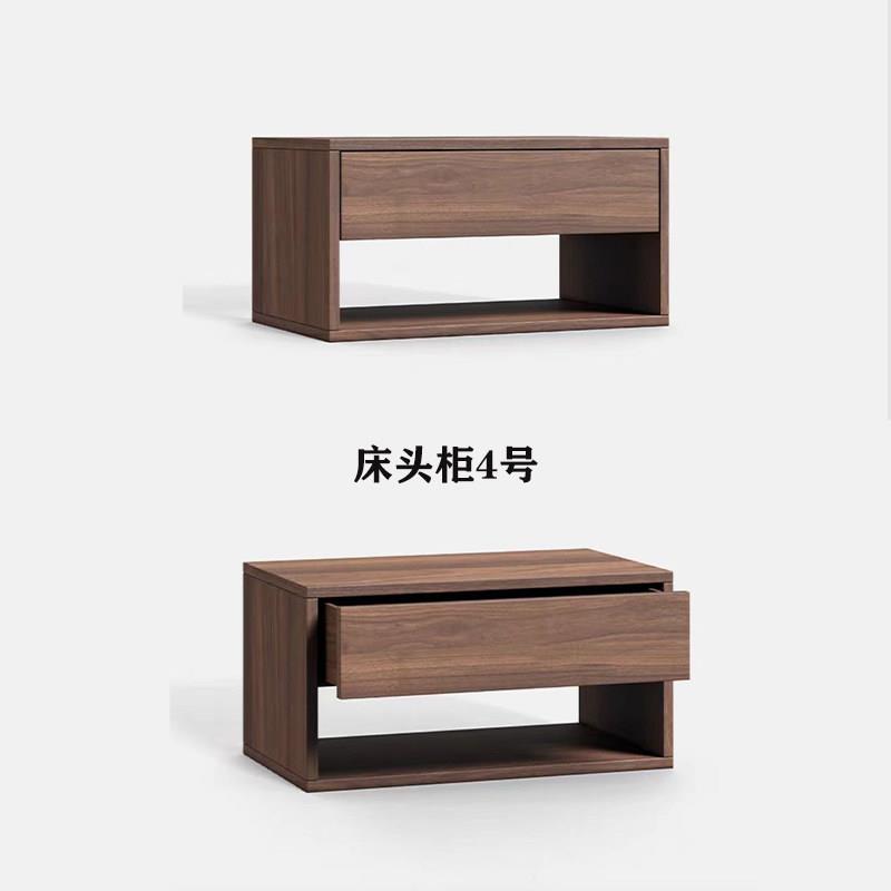 北美黑胡桃简约实木床头柜无辅材原木床边置物收纳柜工厂直销定制