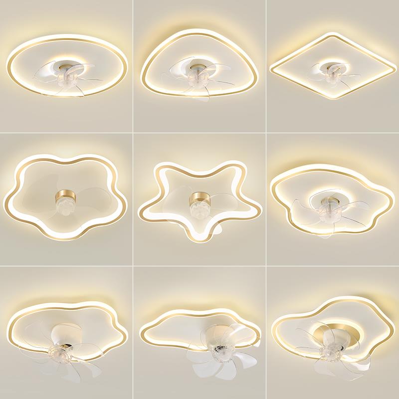 极简卧室吸顶风扇灯现代简约静音主卧电扇灯圆形餐厅摇头吊扇灯具