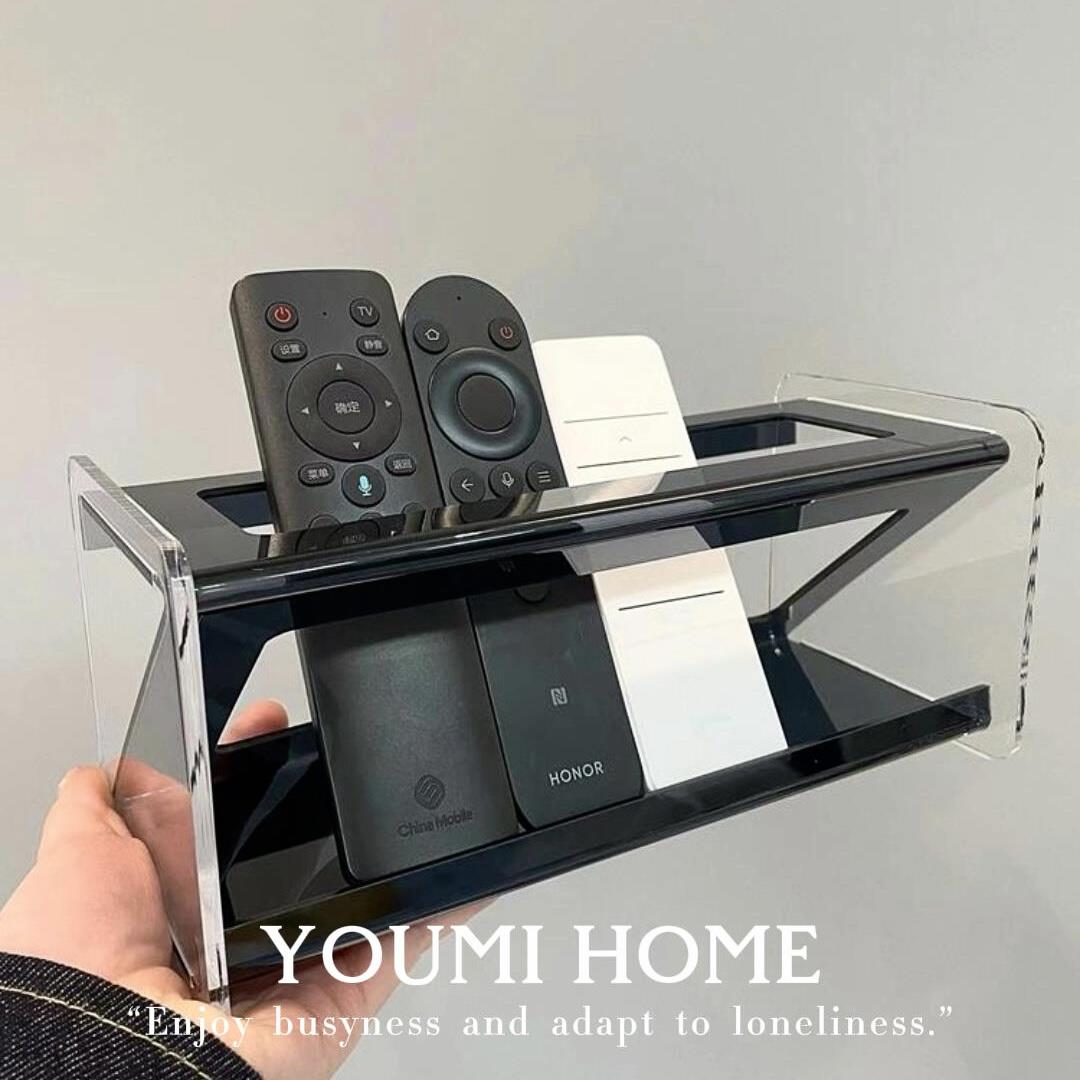 遥控器放置架轻奢高档客厅高级感纸巾盒茶几亚克力杂志书籍展示盒