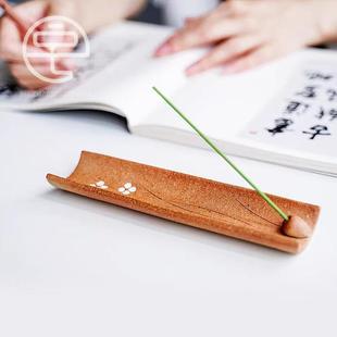 日本进口陶瓷信乐烧线香盘香托托盘底座香插线香 日本•信乐烧