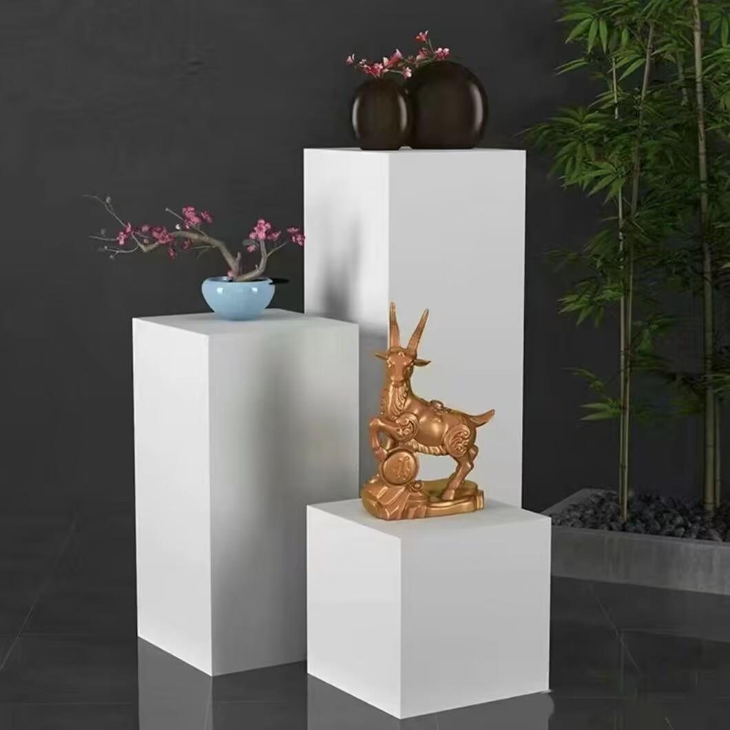 整装烤漆白色方块展示台地台非组装雕像底座增高台家电站人模型