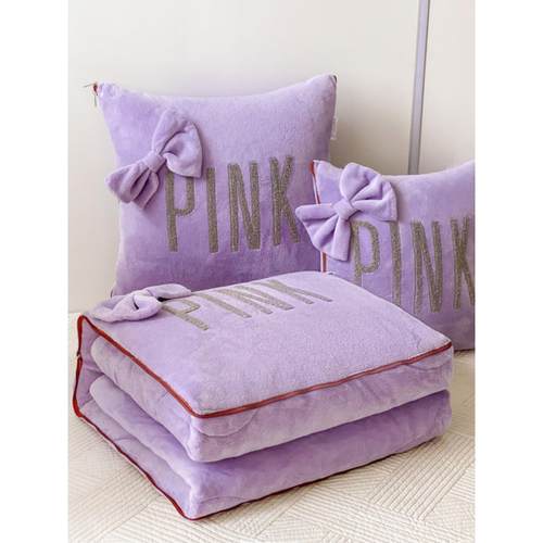 新款蝴蝶结抱枕被加厚牛奶绒两用汽车车载办公室夏季午睡枕头四季