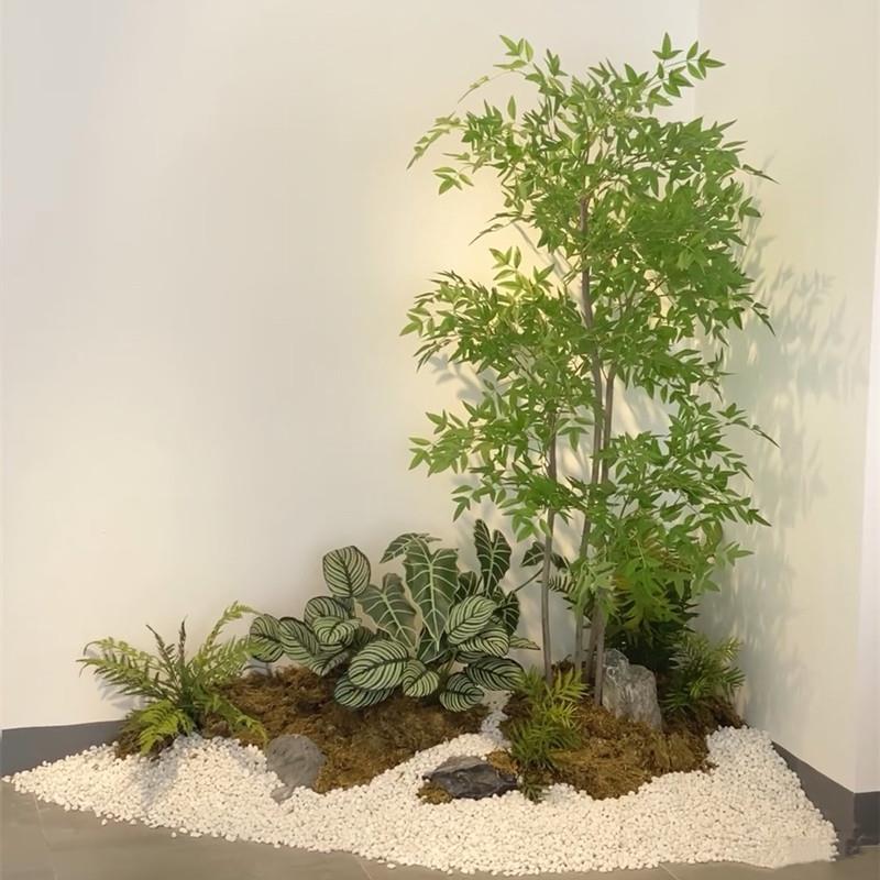 南天竹假树仿真树室内造景北欧风假花客厅盆景楼梯造景玄关布展