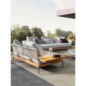 户外庭院沙发柚木藤椅防水防晒民宿露台阳台休闲藤实木沙发组合