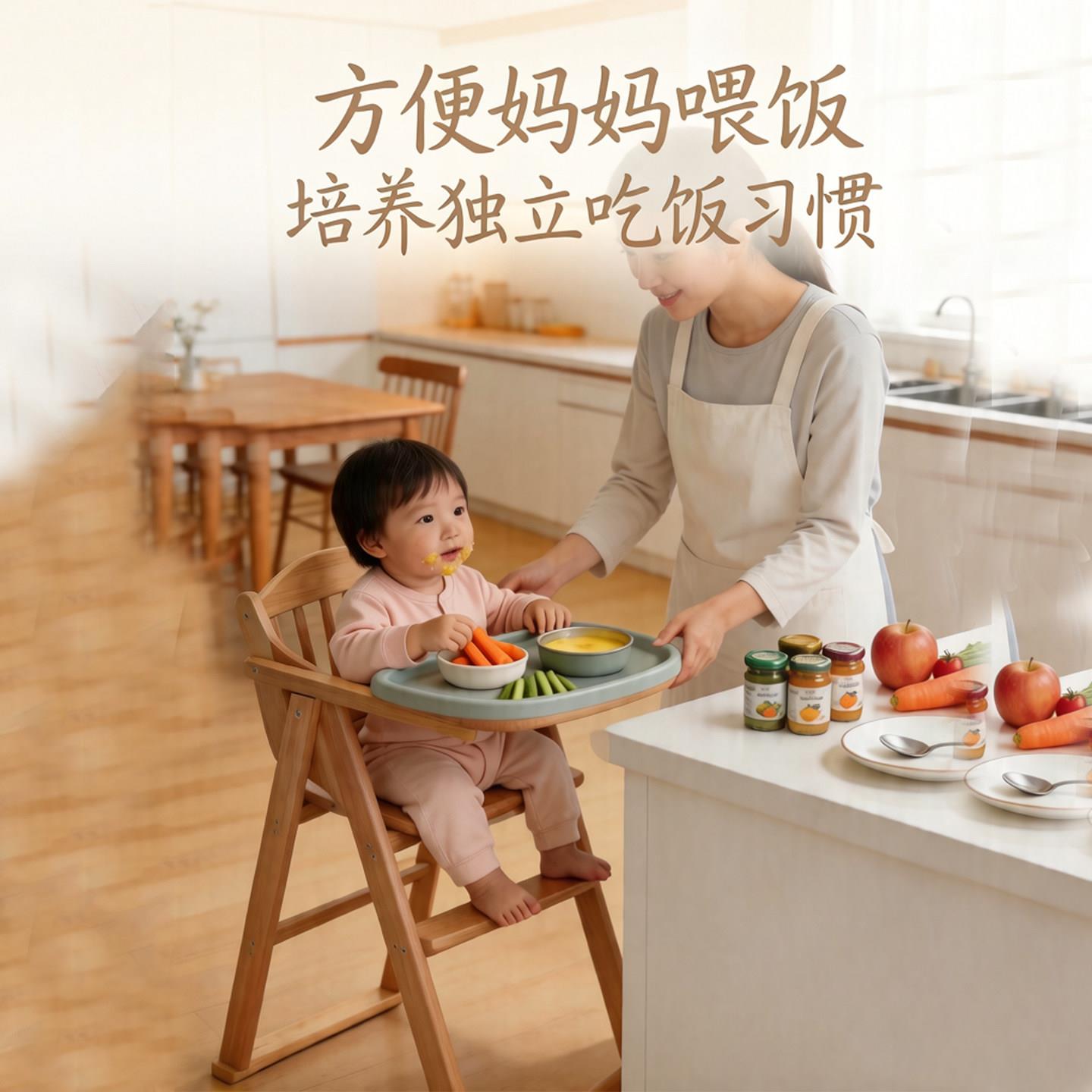 儿童餐椅宝宝餐桌椅可携式可折叠吃饭座椅家用饭店商用实木BB餐椅